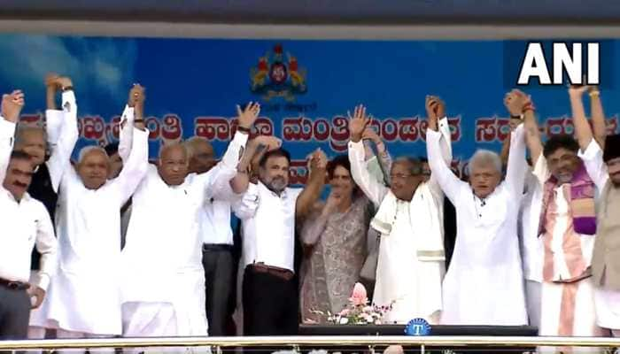 Karnataka Oath Ceremony Turns Into Show Of Strength For Opposition Parties