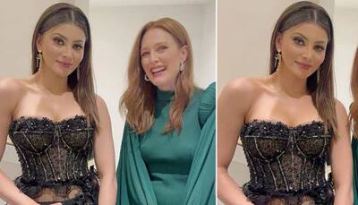 Urvashi Rautela Poses With May December Actor Julianne Moore At Cannes, Stuns In Black Corset Dress