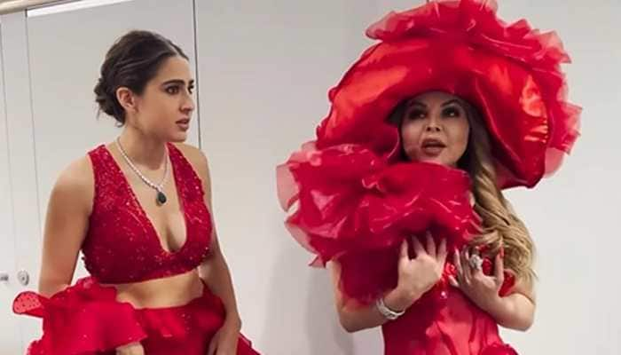 IIFA 2023: Sara Ali Khan Bumps Into &#039;Red Chilli&#039; Rakhi Sawant, Here&#039;s What Happened Next