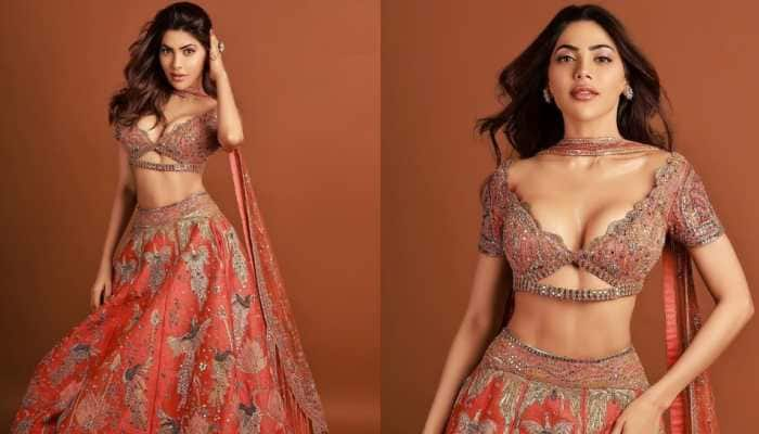 Nikki Tamboli Stuns In Plunging Blouse And Orange Lehenga, Shares Hot BTS From Shoot