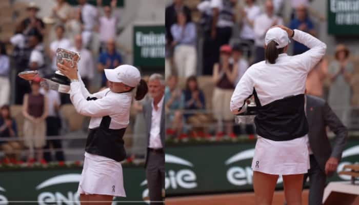 Watch: Iga Swiatek&#039;s Epic Reaction After She Drops Lid Of French Open Trophy While Celebrating Third Roland-Garros Title 