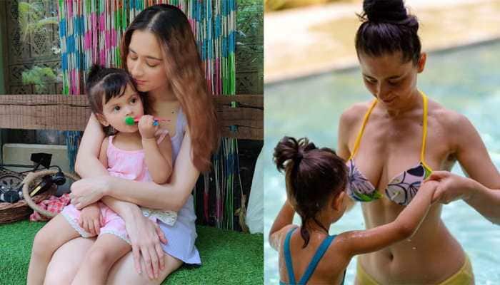 Sanjeeda Shaikh Stuns In Printed Bikini, Shares Photos With Daughter From Pool