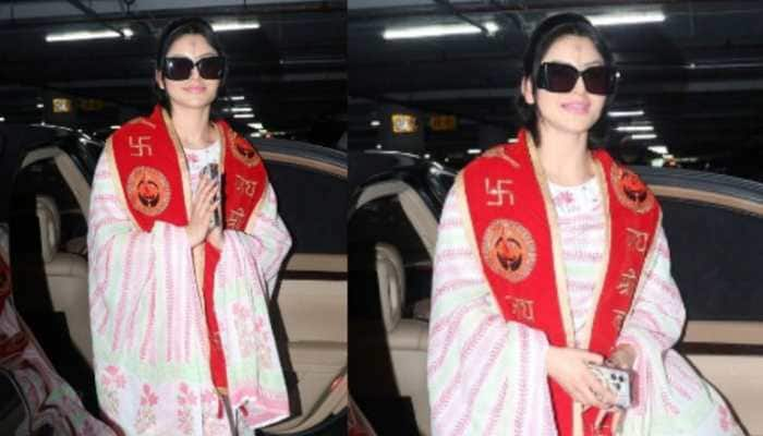 Urvashi Rautela Visits Salasar Balaji Temple, Dons Traditional Look At Airport