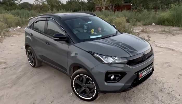 India's First Tata Nexon SUV Modified With Nardo Grey Body Wrap Looks Attractive