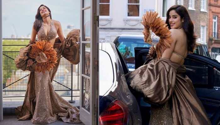 Janhvi Kapoor's Glam Avatar In Deep Neck Golden Gown For Animal Ball Is Sexy