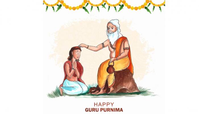 vector illustration of Happy guru Purnima greeting card with background, guru  Purnima poster with creative concept. Stock Vector | Adobe Stock
