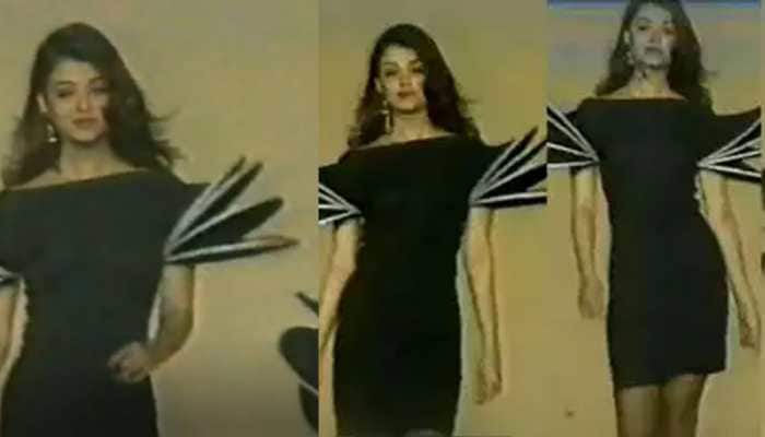 Viral: Aishwarya Rai&#039;s Rare Unseen Video1994 Ramp Walk In A Black Bodycon Dress