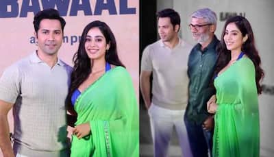 Janhvi Kapoor Adds Desi Tadka In Green Saree To 'Bawaal' Trailer Launch, Pics Inside