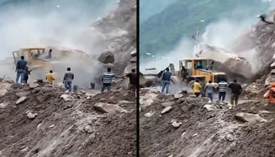 JCB Crew Dodge Gigantic Boulders In Himachal Pradesh: Watch Terrifying Video