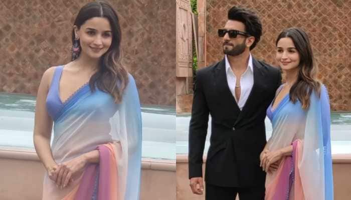 Alia Gives Out Major &#039;Heroine&#039; Vibes In Ombre-Hued Chiffon Saree, Ranveer Slays In Black 