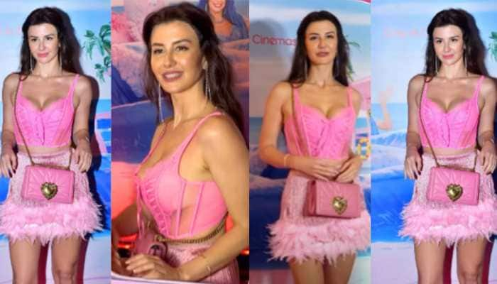 Arbaaz Khan&#039;s Rumoured Girlfriend Giorgia Andriani Dolls Up In Bubblegum Pink Bralette And Mini Skirt At Barbie Exclusive Premiere Night