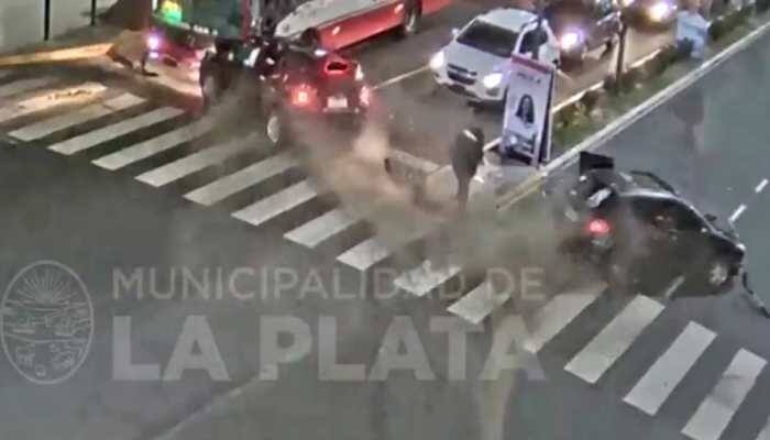Horrific: Woman Narrowly Escapes Two-Car Crash In Argentina, Video Goes Viral