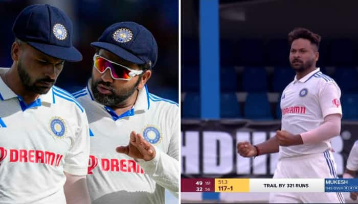 Watch: Mukesh Kumar&#039;s Pumped Up Celebration After Taking Maiden Test Wicket For India vs West Indies In 2nd Test