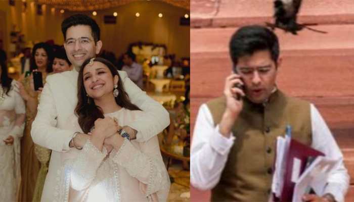 Viral Photo: AAP's Raghav Chadha Attacked By Crow Outside Parliament, Here's How Parineeti Chopra's Fans React