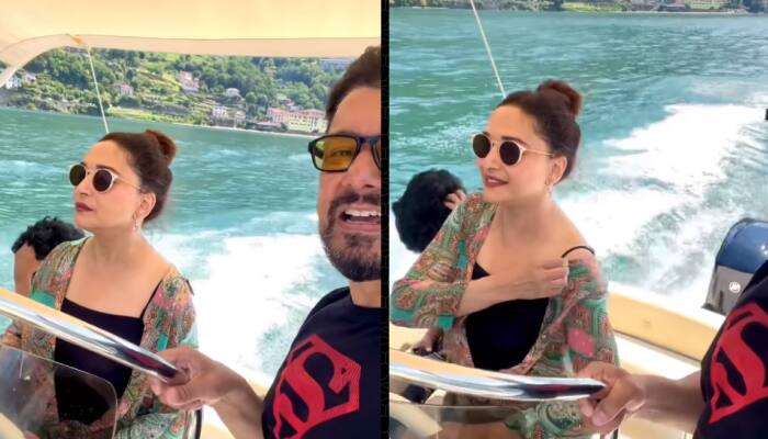 Watch: Madhuri Dixit Nene Drives A Motorboat On Lake Como