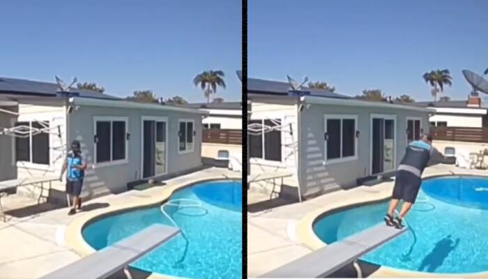 Amazon Delivery Man Gets Surprise Pool Invitation By Homeowner And Takes A Dip