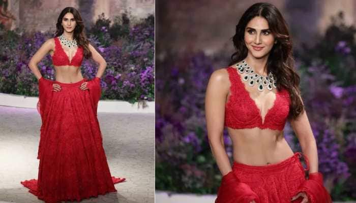 Vaani Kapoor&#039;s Turns Blazing Showstopper In Red Hot Lehenga-Choli At India Couture Week 2023