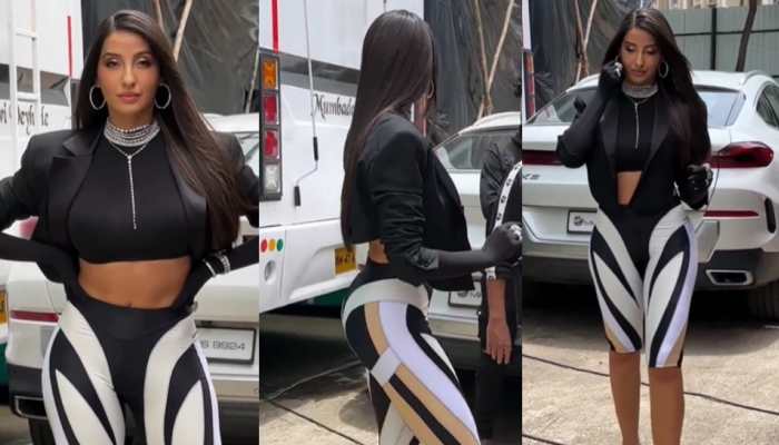 Nora Fatehi Wears Crop Top And Printed Bike Shorts, Fans Go 'Haye Garmi' On Her Hot Look - Watch