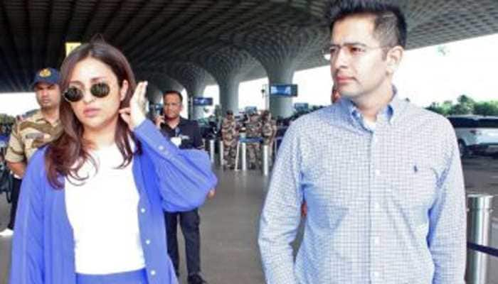 Bollywood News: New Power Couple Raghav Chadha And Parineeti Chopra Spotted In Twinning Blue Outfits - Watch