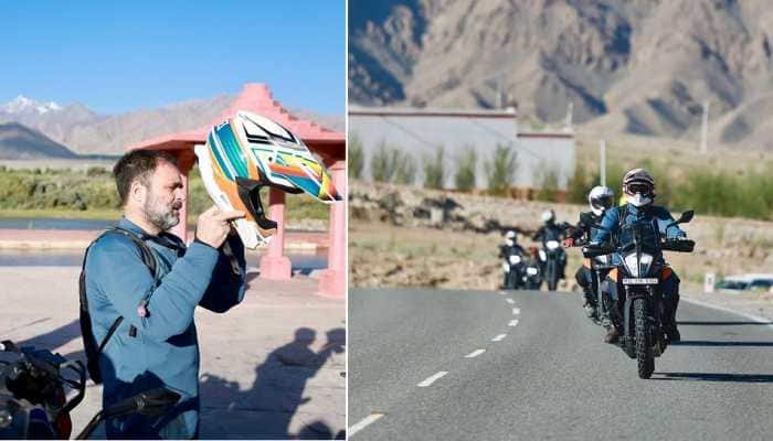 &#039;Father Used To Say&#039;: Congress MP Rahul Gandhi Rides KTM Bike To Pangong Lake In Ladakh