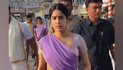Bollywood News: Janhvi Kapoor Seeks Blessings At Andhra's Tirumala Temple, Looks Pretty In Saree, Diamond Earrings