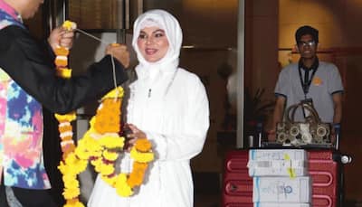 Rakhi Sawant Aka Fatima Returns From Mecca, Receives Floral Welcome At Mumbai Airport, Watch Video 