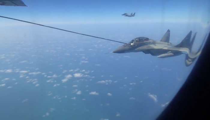 IAF Aircraft Refuels Egypt&#039;s Mig 29 M, Rafale Fighter Jet Mid-Air: Watch Here