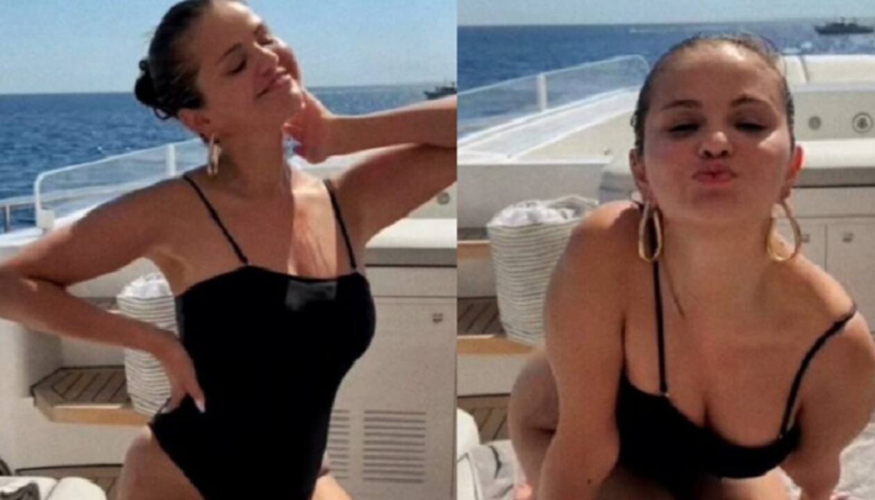 Selena gomez on sale black one piece