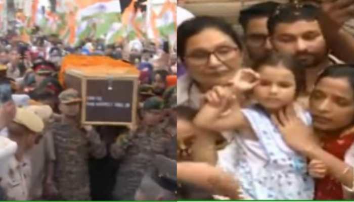 Last Rites Of Colonel Manpreet Singh Performed In Mohali, 2-Year-Old Daughter Salutes Father