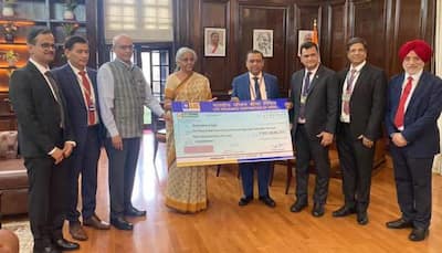 FM Nirmala Sitharaman Receives Dividend Cheque Of Rs 1,831.08 Crore From LIC