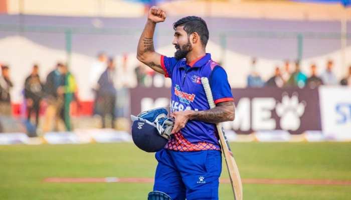 Nepal batter Dipendra Singh Airee smashed a 50 off only 9 balls against Mongolia in a Asian Games 2023 Group A match in Hanzhou on Wednesday. It is the fastest-ever T20 fifty, breaking Yuvraj Singh's record of 12 balls. (Source: Twitter)