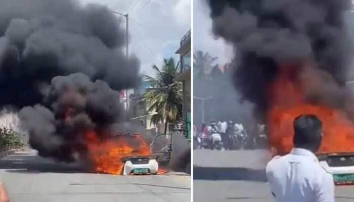 Electric Car Catches Fire On Road In Bengaluru, Video Surfaces Online