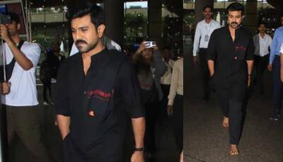 Ram Charan Snapped Barefoot At The Airport In All-Black Avatar During Ayyappa Deeksha, Fans Call Him 'Spiritual' 