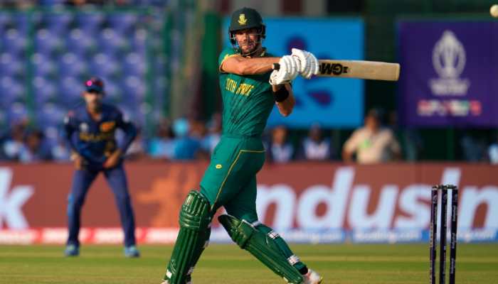 South African batter Aiden Markram smashed his century off 49 balls against Sri Lanka in an ICC Cricket World Cup 2023 match in Delhi on Saturday. This is the fastest hundred recorded in the World Cup. Kevin O’Brien previously recorded a century of 50 balls against England in 2011. (Photo: AP)