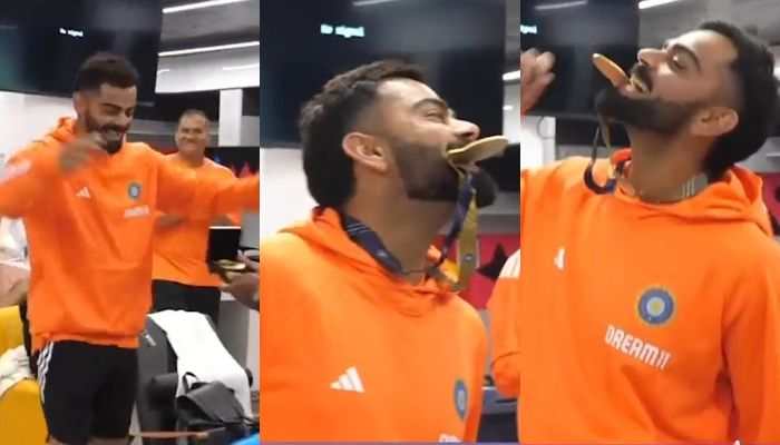 WATCH: Virat Kohli&#039;s Hilarious Video Celebrating Gold Medal After Winning Best Fielder Of The Day In Indian Dressing Room