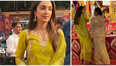 Kiara Advani Radiates Glow In Embroidered Yellow Suit, Netizens Slam Her For Wearing Heels In Pandal 