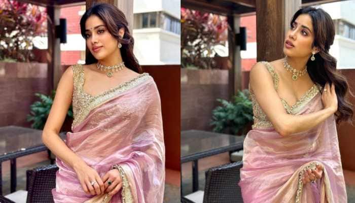 Janhvi Kapoor Turns Heads In Stunning Lavender Saree, Gajra; Fans Say &#039;You Look Exactly Like Sridevi&#039;