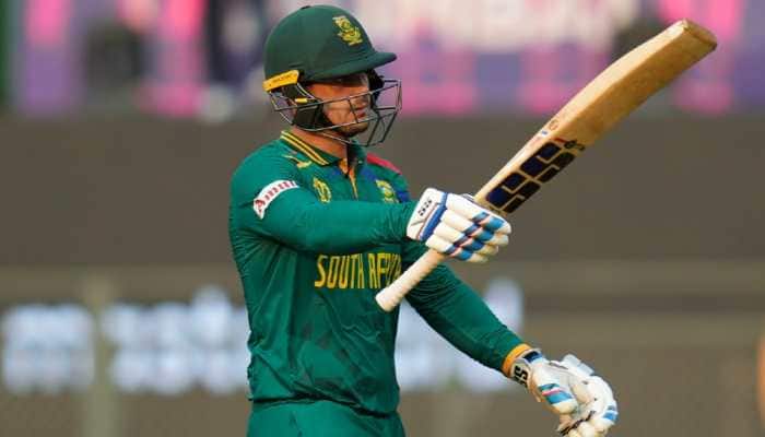 South Africa's Quinton de Kock scored his 20th ODI century against Bangladesh in ICC Cricket World Cup 2023 in Mumbai, becoming the second-fastest South African batsman to reach this milestone in 150 innings. The fastest was Hashim Amla, who achieved it in 108 innings, while the third-fastest was AB de Villiers, who took 175 innings to score 20 ODI hundreds. (Photo: AP)