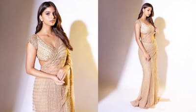 Suhana Khan Spells Elegance In Beige Sequin Saree As She Wishes Fans On Diwali, Pics Inside