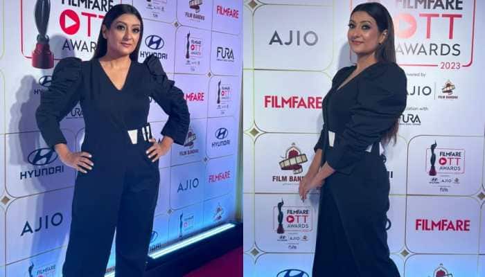 &#039;Kumkum&#039; Fame Juhi Parmar Gives Out Boss Lady Vibes In Chic Black Outfit At Filmfare OTT Awards 
