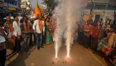Madhya Pradesh Poll Results: Crackers, Sweets And Colours; Celebrations Erupt As BJP Crossed Majority Mark Comfortably