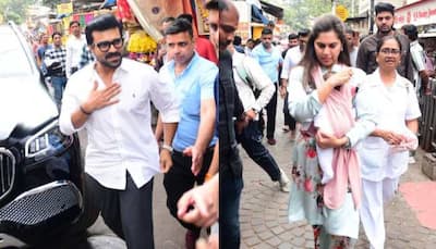 Ram Charan, Wife Upasana Seeks Blessings With Daughter Klin Kaara At Mumbai's Mahalaxmi Temple