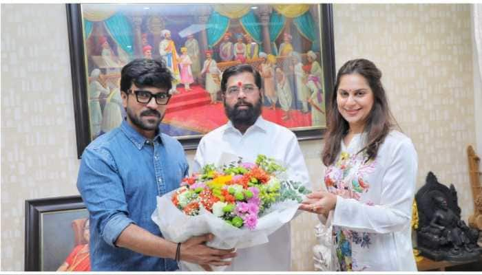 Ram Charan Meets Maharashtra CM Eknath Shinde With Wife Upasana - PICS 