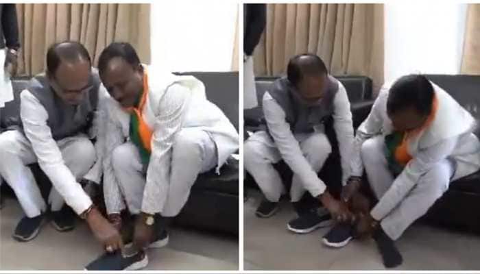Watch: Shivraj Singh Chouhan Helps Man To Put On Shoes Who Remained Barefoot For 6 Years For BJP&#039;s Win In MP Elections