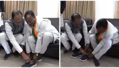 Watch: Shivraj Singh Chouhan Helps Man To Put On Shoes Who Remained Barefoot For 6 Years For BJP's Win In MP Elections