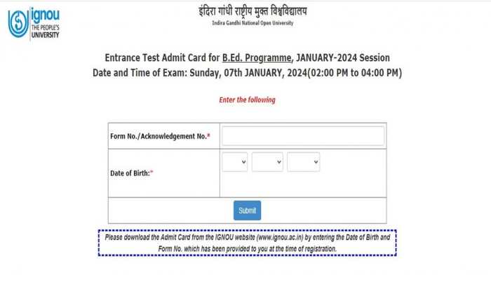 IGNOU Admit Card 2024 Released At ignou.ac.in: Check Direct Link, Steps To Download