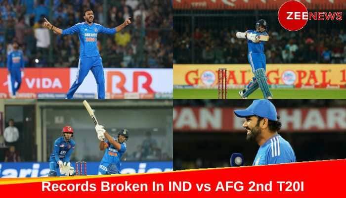 From Rohit Sharma's Golden Duck To Shivam Dube's Blitzkrieg Fifty: Top 10 Records Broken In IND vs AFG 2nd T20I - In Pics