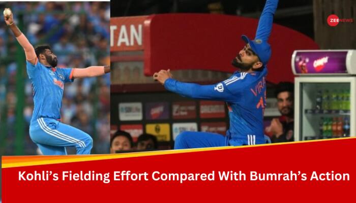 WATCH: 'Superman' Virat Kohli Saves Six Near Boundary Ropes With Timely Jump In 3rd T20I Vs Afghanistan, Fans Compare His Act With Jasprit Bumrah's Bowling Action