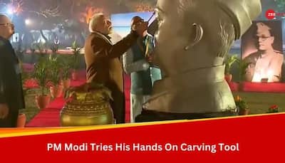 WATCH: PM Modi Tries His Hands On Carving Tool As He Inspects Bust Of Netaji Subhas Chandra Bose