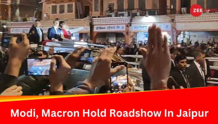 PM Narendra Modi, French President Emmaneul Macron Hold Roadshow In Jaipur - Watch